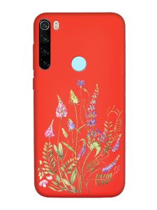 Матовий червоний чохол на Xiaomi Redmi Note 8T :: Квіткова ідилія (принт 382)