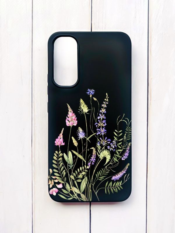 Матовий чохол на Samsung A34 5G Чорний :: Квіткова ідилія (принт 382)
