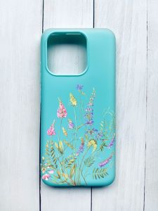 Матовий чохол на Xiaomi Redmi 12C Бірюзовий :: Квіткова ідилія (принт 382)