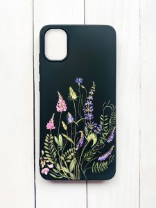 Матовий чохол на Samsung Galaxy A05 (A055) Чорний :: Квіткова ідилія (принт 382)