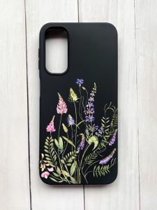 Матовий чохол на Samsung Galaxy A24 Чорний :: Квіткова ідилія (принт 382)