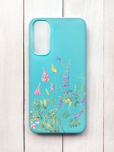 Матовий чохол на Samsung A34 5G Бірюзовий :: Квіткова ідилія (принт 382)