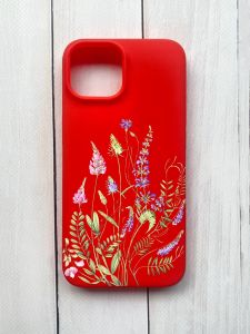 Матовий чохол на iPhone 15 Червоний :: Квіткова ідилія (принт 382)
