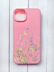 Матовий чохол на iPhone 15 Plus Рожевий :: Квіткова ідилія (принт 382)