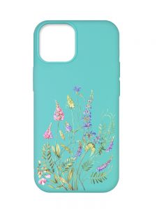 Матовий бірюзовий чохол на Apple iPhone 12 Pro Max :: Квіткова ідилія (принт 382)