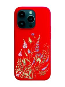Матовий червоний чохол на Apple iPhone 14 Pro :: Квіткова ідилія (принт 382)