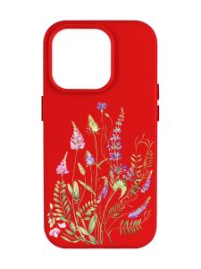 Матовий червоний чохол на Apple iPhone 14 Pro Max :: Квіткова ідилія (принт 382)
