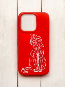 Матовий чохол на iPhone 15 Pro Червоний :: Котик (принт 125)