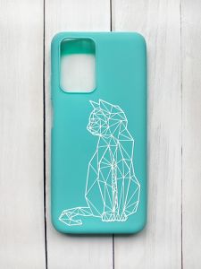 Матовий чохол на Xiaomi Redmi 10 Бірюзовий :: Котик (принт 125)