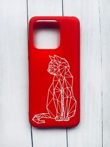 Матовий чохол на Xiaomi Redmi 12C Червоний :: Котик (принт 125)