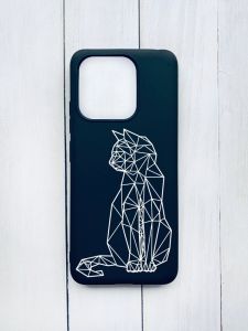 Матовий чохол на Xiaomi Redmi 12C Чорний :: Котик (принт 125)