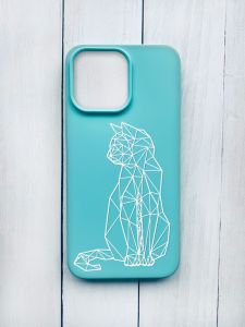 Матовий чохол на iPhone 15 Pro Max Бірюзовий :: Котик (принт 125)