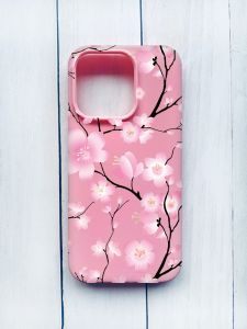 Матовий чохол на iPhone 15 Pro Рожевий :: Квітуча сакура (принт 282)