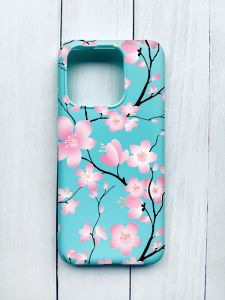 Матовий чохол на Xiaomi Redmi 12C Бірюзовий :: Квітуча сакура (принт 282)