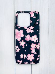 Матовий чохол на Xiaomi Redmi 12C Чорний :: Квітуча сакура (принт 282)