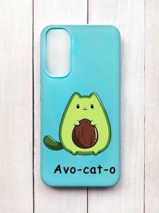 Матовий чохол на Samsung A34 5G Бірюзовий :: Котик Авокадо (принт 306)