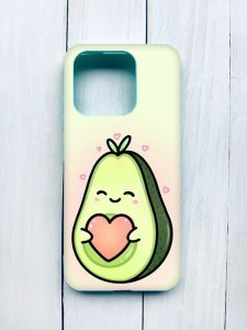Матовий чохол з бірюзовими боками на Xiaomi Redmi 12C :: Кавай авокадо з сердечком (принт 310)