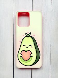 Матовий чохол з рожевими боками на Xiaomi Redmi 12 :: Кавай авокадо з сердечком (принт 310)