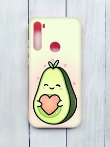 Матовий чохол з рожевими боками на Xiaomi Redmi Note 8T :: Кавай авокадо з сердечком (принт 310)
