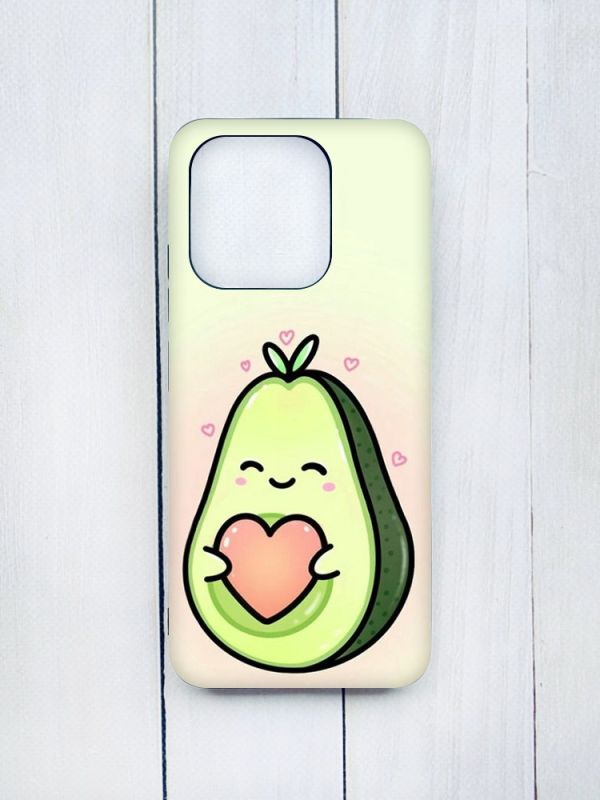 Матовий чохол з чорними боками на Xiaomi Redmi 12C :: Кавай авокадо з сердечком (принт 310)