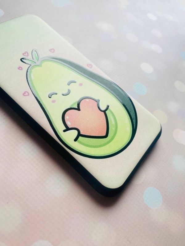 Матовий чохол з чорними боками на Xiaomi Redmi 12C :: Кавай авокадо з сердечком (принт 310)