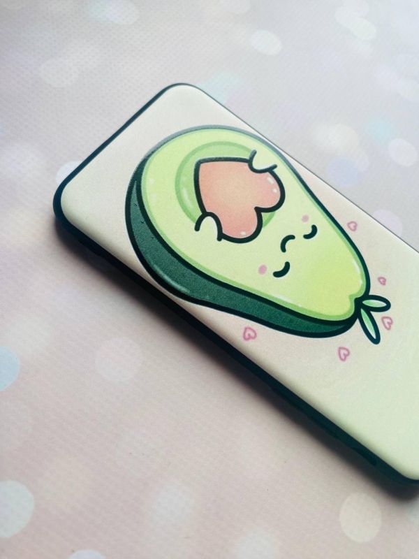 Матовий чохол з чорними боками на Xiaomi Redmi 12C :: Кавай авокадо з сердечком (принт 310)