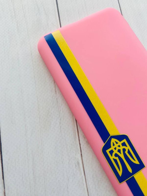 Матовий рожевий чохол на Samsung Galaxy A12 :: Стрічка Україна (патріотичний принт 253)