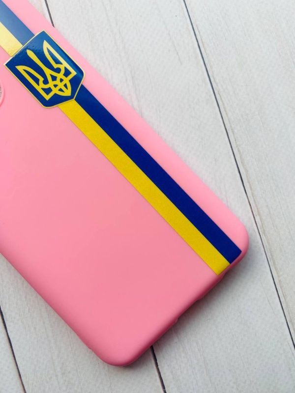 Матовий рожевий чохол на Samsung Galaxy A12 :: Стрічка Україна (патріотичний принт 253)