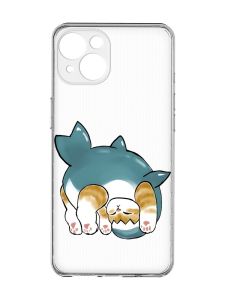 Прозорий чохол із захистом камер на iPhone 15 :: Котик акула (принт 378)