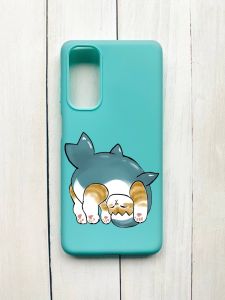 Матовий чохол на Samsung Galaxy M54 Бірюзовий :: Котик акула (принт 378)