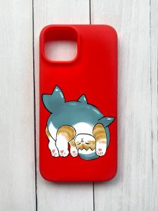Матовий чохол на iPhone 15 Червоний :: Котик акула (принт 378)