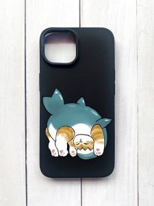 Матовий чохол на iPhone 15 Чорний :: Котик акула (принт 378)