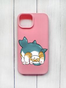 Матовий чохол на iPhone 15 Рожевий :: Котик акула (принт 378)