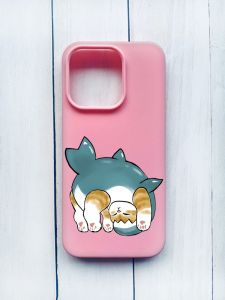 Матовий чохол на iPhone 15 Pro Рожевий :: Котик акула (принт 378)