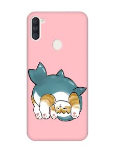 Матовий рожевий чохол на Samsung Galaxy A11 :: Котик акула (принт 378)