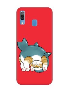 Матовий червоний чохол на Samsung Galaxy A30 (2019) / A20 (2019) :: Котик акула (принт 378)