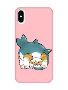 Матовий рожевий чохол на iPhone X / Xs :: Котик акула (принт 378)