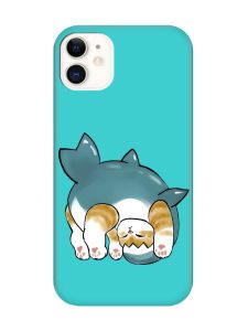 Матовий бірюзовий чохол на Apple iPhone 11 (6.1) :: Котик акула (принт 378)