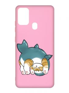 Матовий рожевий чохол на Samsung Galaxy M30s/M21 :: Котик акула (принт 378)