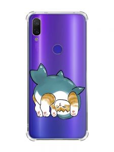 Чохол з потовщеними кутами на Xiaomi Redmi Note 7/Note 7 Pro :: Котик акула (принт 378)