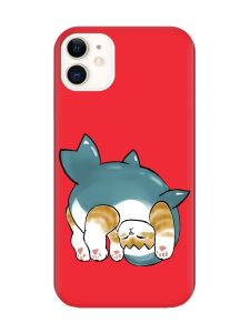 Матовий червоний чохол на Apple iPhone 11 (6.1) :: Котик акула (принт 378)