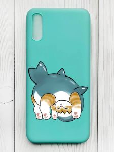 Матовий бірюзовий чохол на Xiaomi Redmi 9А :: Котик акула (принт 378)