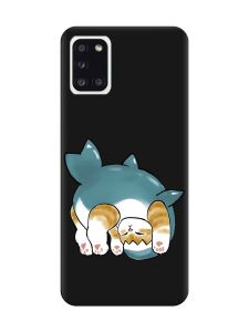 Матовий чорний чохол на Samsung Galaxy A31 :: Котик акула (принт 378)