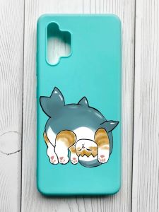 Матовий бірюзовий чохол на Samsung Galaxy A32 :: Котик акула (принт 378)