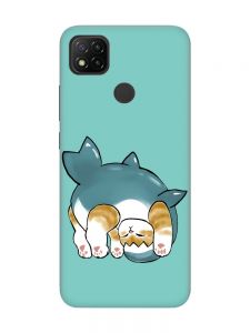 Матовий бірюзовий чохол на Xiaomi Redmi 9C/10A :: Котик акула (принт 378)