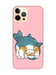 Матовий рожевий чохол на Apple iPhone 12 Pro Max :: Котик акула (принт 378)