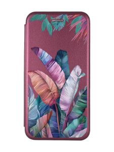 Чохол-книжка з малюнком для Xiaomi Redmi 9A Бордовий :: Тропіки (принт 372)