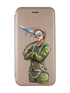 Чохол-книжка з малюнком для Samsung Galaxy A14 5G Золотий :: Дівчина-пілот (принт 6)