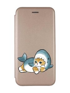 Чохол-книжка з малюнком для Xiaomi Redmi Note 9 Pro/9S/9 Pro Max Золотий :: Котик акула (принт 355)