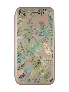 Чохол-книжка з малюнком для Samsung Galaxy A02/A022 (2021) Золотий :: Рослинний фон (принт 377)